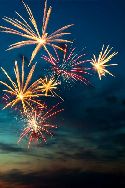 Fireworks in the evening sky in East Tennessee
