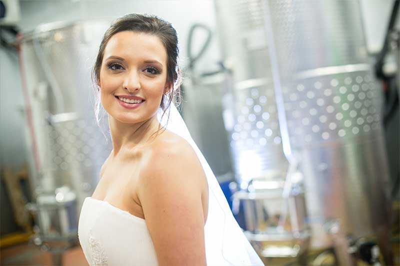 A beautiful bride awaiting ceremony at Goodwater Vineyards