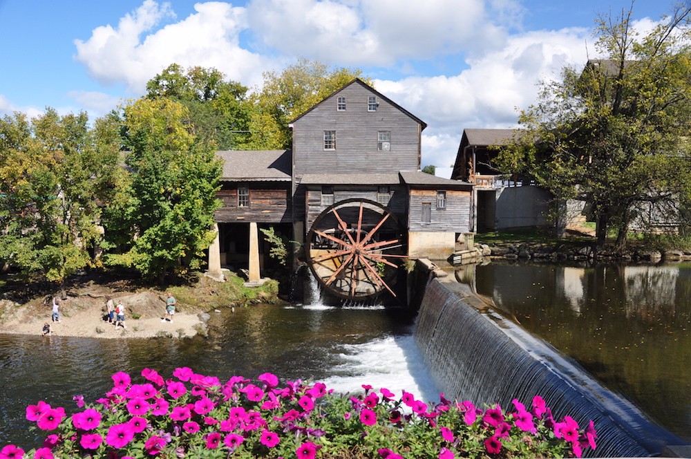 The Old Mill in Pigeon Forge in the spring