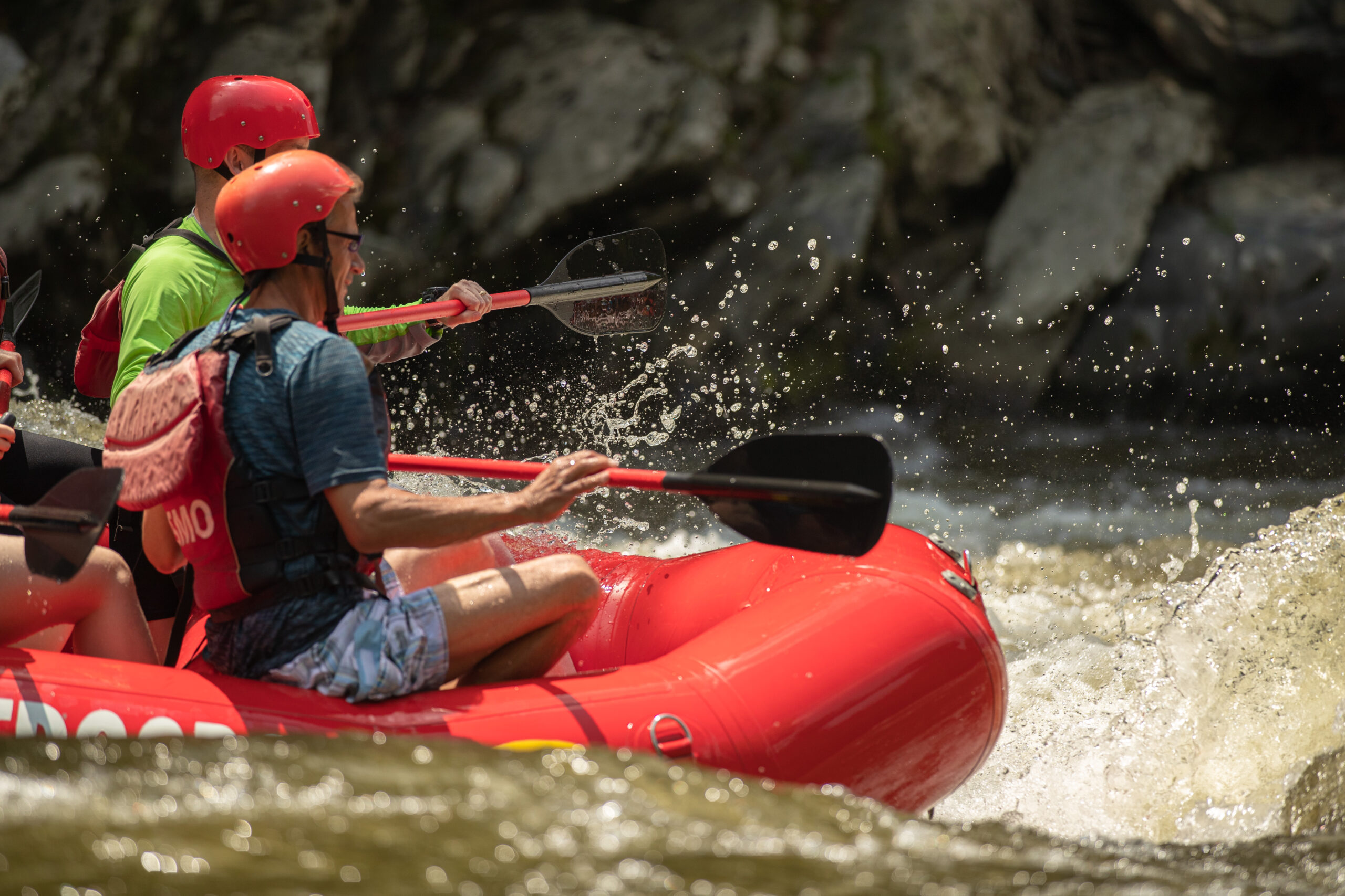 People rafting on a river
